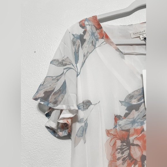 Current Air Asos Women XS Romantic Floral Maxi Dress White Flutter Sleeve Button - Picture 5 of 6